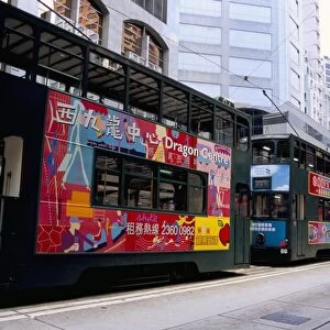 Trams, Central, Hong Kong Island, Hong Kong, China, Asia