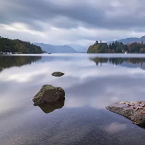 Tranquil morning at Derwent Water in the Lake District National Park, UNESCO World