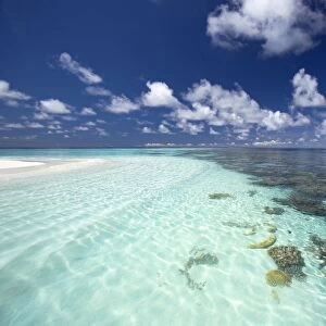 Tropical lagoon and coral reef, Baa Atoll, Maldives, Indian Ocean, Asia