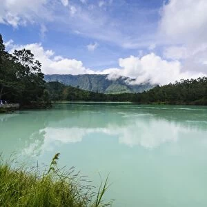 Twin lakes Telaga Warna and Telaga Pengilon, Dieng Plateau, Java, Indonesia, Southeast Asia, Asia