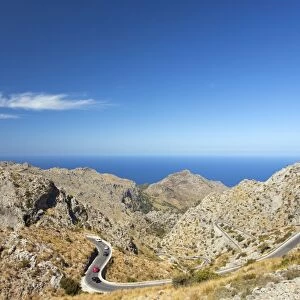 Twisting hairpin mountain road to Sa Calobra in northern Majorca, Balearic Islands