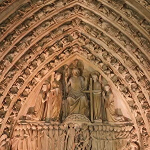 Tympanum of the Last Judgement. Notre-Dame de Paris cathedral, Paris, France, Europe