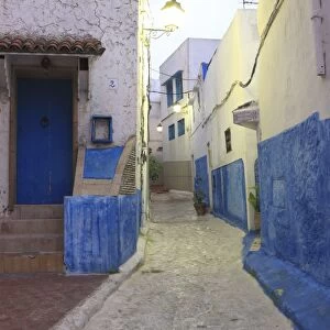 Typical street in Old Town, Rabat, Morocco, North Africa, Africa