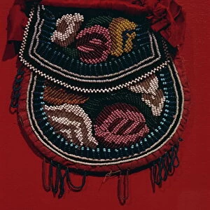 Velveteen and glass beads on pouch dating from 1850, of the Coughnawbga Mohawk of the Eastern Woodlands, United States of America