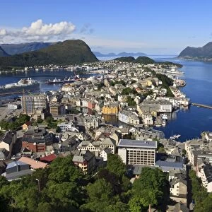View from Aksla hill over Alesund, More og Romsdal, Norway, Scandinavia, Europe