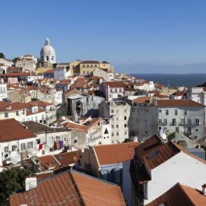View over Alfama district from Miradouro das Portas do Sol, Alfama, Lisbon, Portugal, Europe