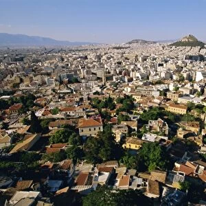 View across Athens from Plaka towards Lykavittos Hill