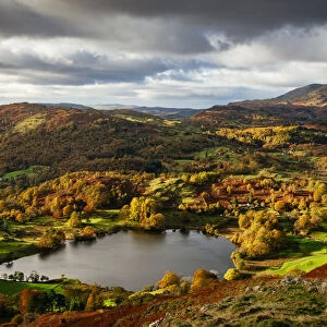 View on Autumn dawn from Loughrigg Fell, Lake District, Cumbria, England, United Kingdom