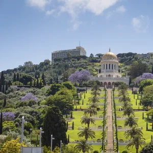 View over the Bahai Gardens, Haifa, Israel, Middle East