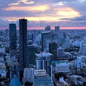 View over Bangkok at sunset from the Vertigo Bar on the roof the Banyan Tree Hotel, Bangkok, Thailand, Southeast Asia, Asia