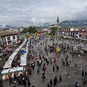 View over the Barkhor, a public square located around Jokhang Temple in Lhasa