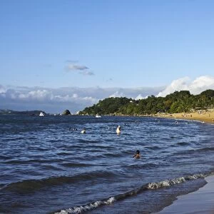 View of the beach in Praia Grande, Ilhabela Island, State of Sao Paulo, Brazil, South