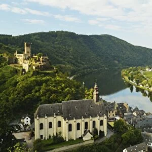 View of Beilstein, Castle Metternich and Moselle River (Mosel), Rhineland-Palatinate, Germany, Europe