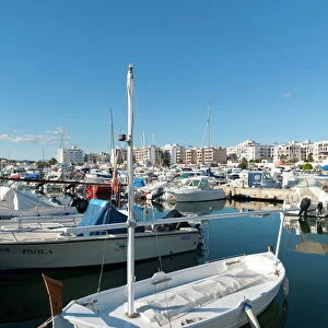 View of the boats, Marina, Santa Eulalia port, Ibiza, Balearic Islands, Spain, Mediterranean, Europe