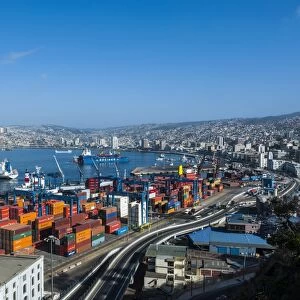View over the cargo port of Valparaiso, Chile, South America