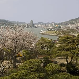 View of city and harbour from Glover gardens, Nagasaki, Japan, Asia