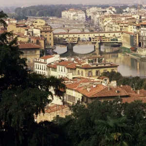 View over the city including the River Arno