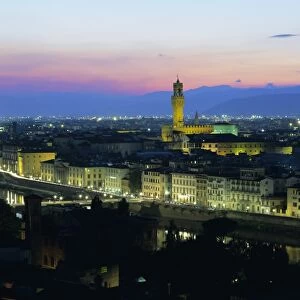 View over city at night from Piazzale Michelangelo