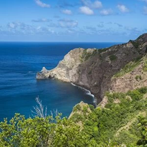 View over the coastline of Saba, Netherland Antilles, West Indies, Caribbean, Central