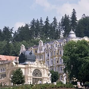 View towards Colonnade, Marianske Lazne (Marienbad), Czech Republic, Europe
