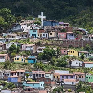 View over colourful houses in Cachoeira, Bahia, Brazil, South America