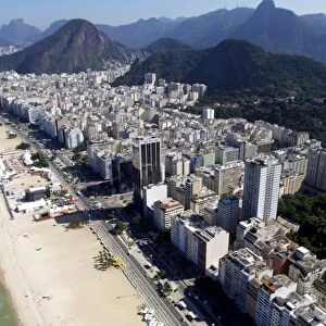 View of Copacabana from a helicopter, Rio de Janeiro, Brazil, South America