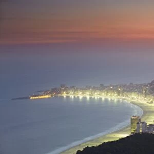 View of Copacabana at sunset, Rio de Janeiro, Brazil, South America