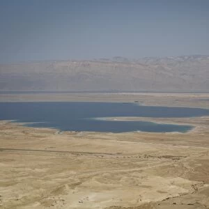 View over the Dead Sea from Masada fortress on the edge of the Judean Desert, Israel, Middle East