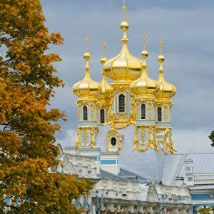 View of the domes of the Chapel of the Catherine Palace, UNESCO World Heritage Site