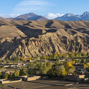 View by drone over Bamyan, Shahr-e Gholghola (City of Screams) ruins, Bamyan, Afghanistan