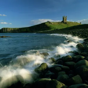 View across Embleton Bay towards Dunstanburgh Castle, Northumberland, England