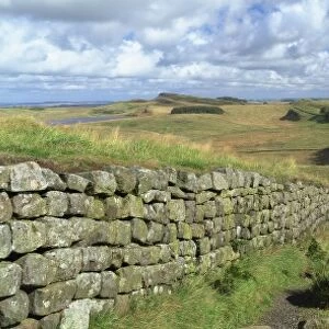 View along Hadrians Wall from Hotbank Crags, UNESCO World Heritage Site