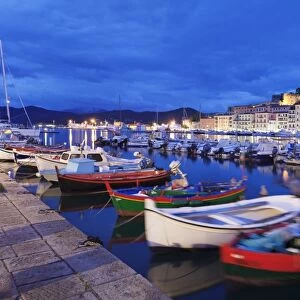 View over the harbour to Forte Falcone fortress, Portoferraio, Island of Elba, Livorno Province