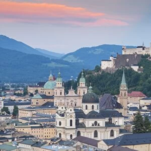 View of Hohensalzburg Castle above The Old City, UNESCO World Heritage Site, Salzburg