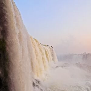 View of the Iguazu Falls at sunset, UNESCO World Heritage Site, Foz do Iguacu, State of Parana