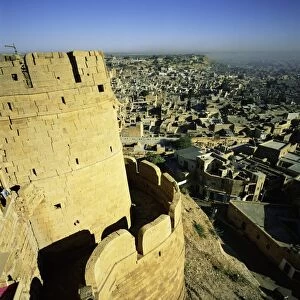 View of Jaisalmer and old surrounding walls