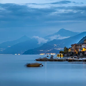 View of Lake Como from Lezzeno at dusk, Province of Como, Lake Como, Lombardy, Italy