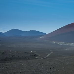 View over the lava sand field of the Tolbachik volcano, Kamchatka, Russia, Eurasia