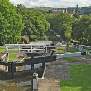 View from the top of the five lock ladder on the Liverpool Leeds canal