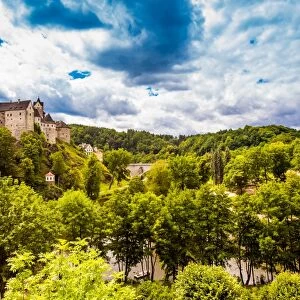 View of Loket Castle in the countryside of the West Bohemian Spa triangle outside of Karlovy Vary