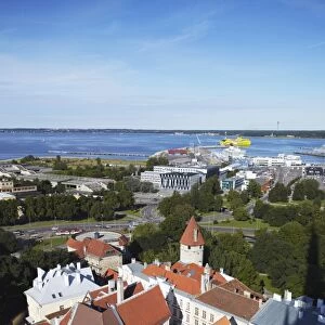 View of Lower Town with Ferry Terminal in background, Tallinn, Estonia