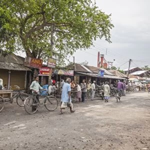View of the main street of the commercial city of Bagdogra, West Bengal. India, Asia