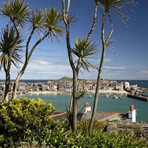 View of old town and harbour with Smeatons Pier viewed from The Malakoff, St. Ives