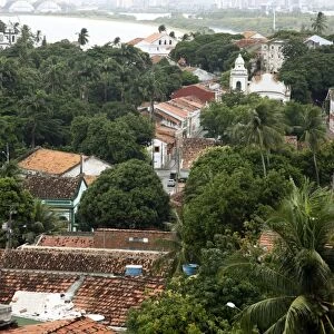 View over the old town of Olinda from Praca do Se, UNESCO World Heritage Site, Olinda, Pernambuco, Brazil, South America