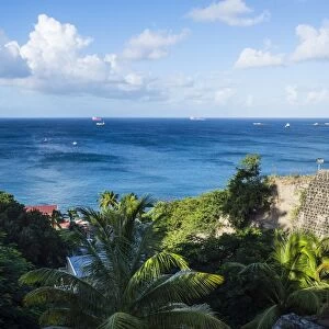 View over Oranje Bay, Oranjestad capital of St. Eustatius, Statia, Netherland Antilles
