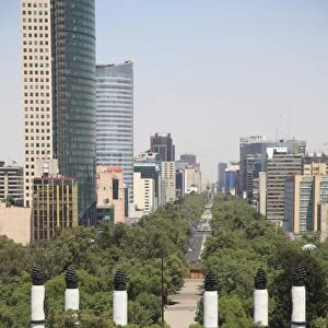 View of Paseo de la Reforma, Monumento a los Ninos Heroes, skyline, park, Chapultepec Hill, Chapultepec, Mexico City, Mexico, North America