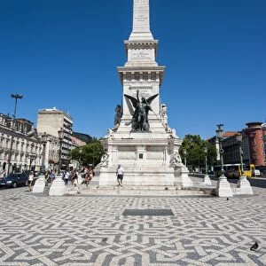 View of Restauradores Square and the Monument to the Restorers, Lisbon, Portugal, Europe