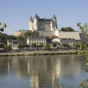 View across the River Loire to the Chateau de Saumur, Maine-et-Loire, Pays de la Loire