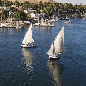 View of The River Nile and Nubian village on Elephantine Island, Aswan, Upper Egypt