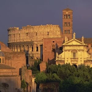 View across the Roman Forum towards Colosseum and St